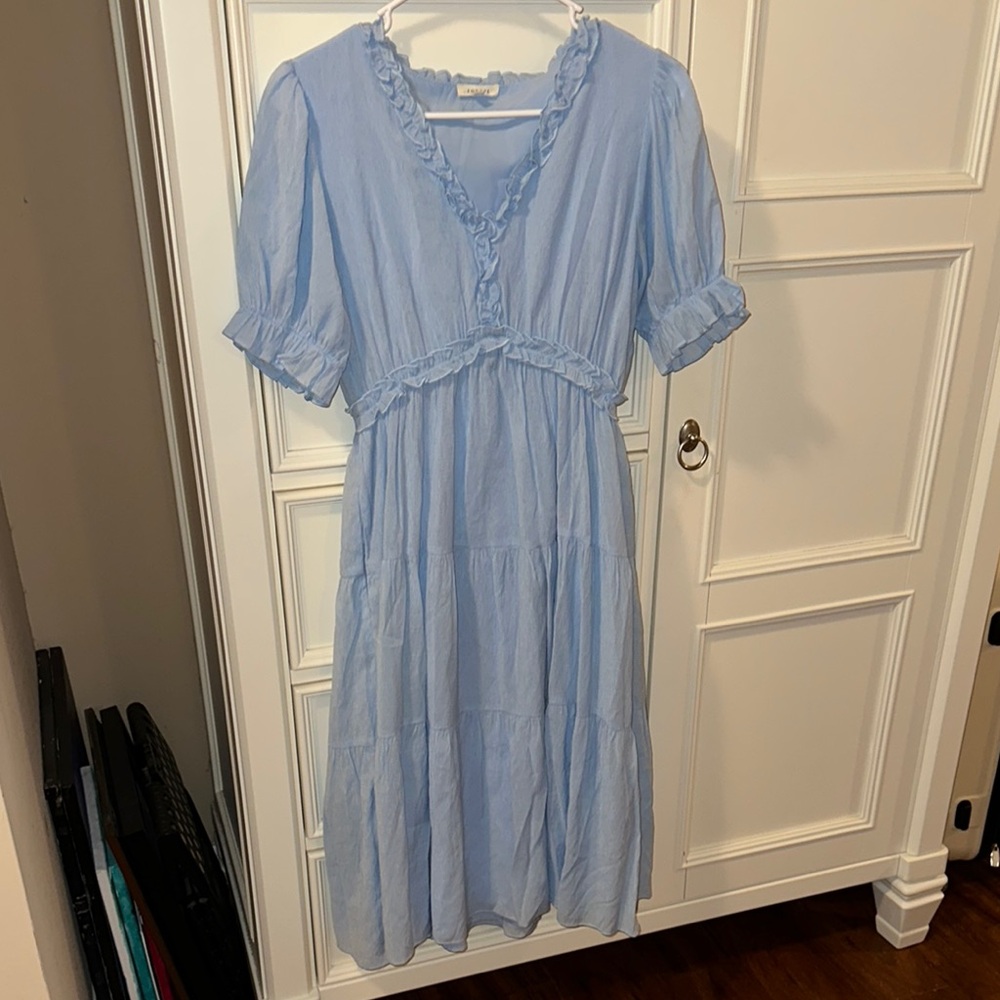 JODIFL Sky Blue Ruffle Dress